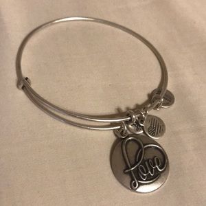 Alex and Ani Love Bangle Bracelet, Silver Tone